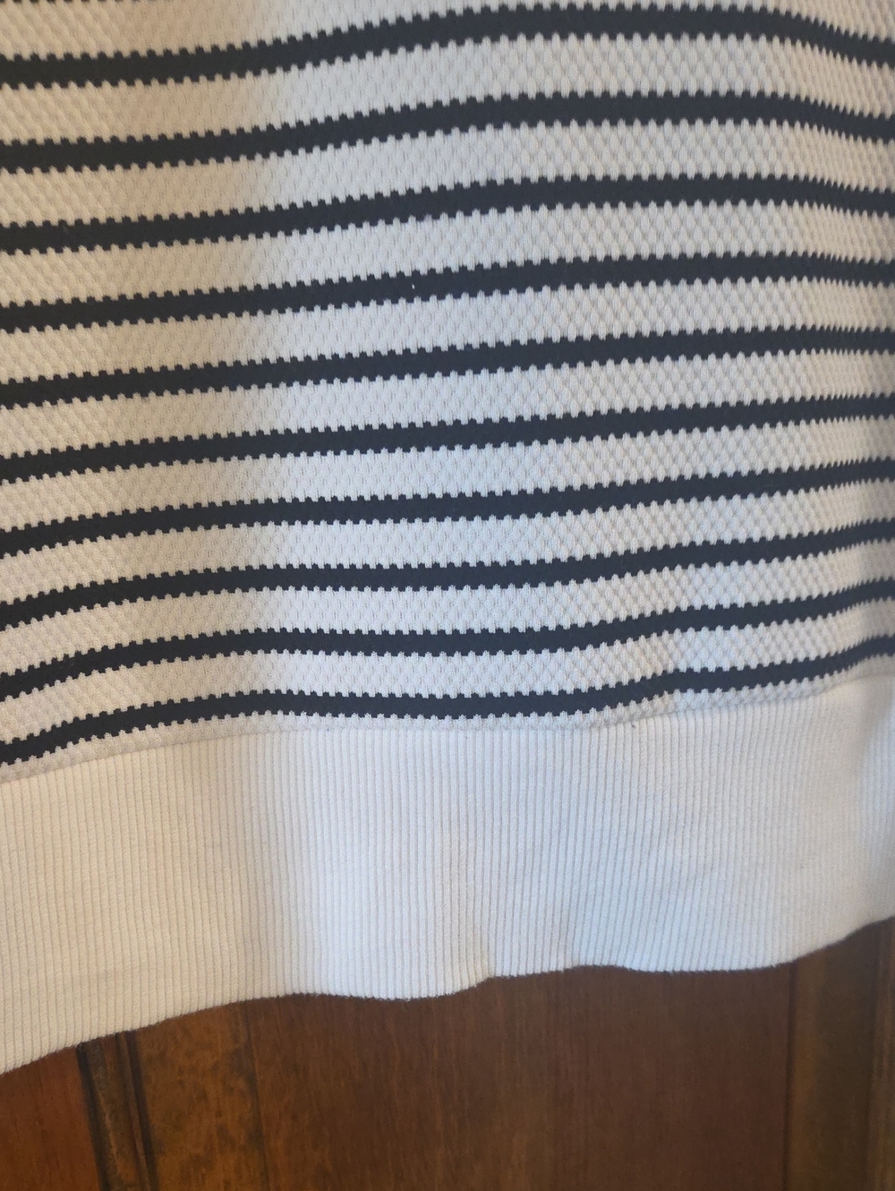 Thread & Supply Black and White Striped V-Neck Collared Sweater - Picture 4 of 5